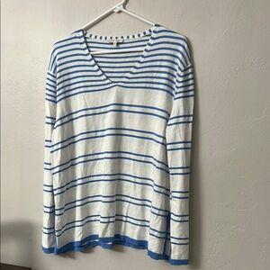 LaFayette148 New York,Blue and White Striped Women's Top
